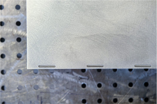 A furniture joint detail showing a mortise of the mortise and tenon connection.